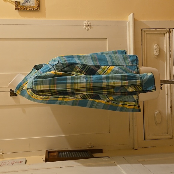 Columbia green and yellow plaid cotton button-down shirt Sz XL - Picture 2 of 10